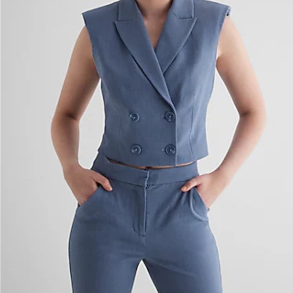 Express Padded Shoulder Tailored Cropped Blazer Vest Size M